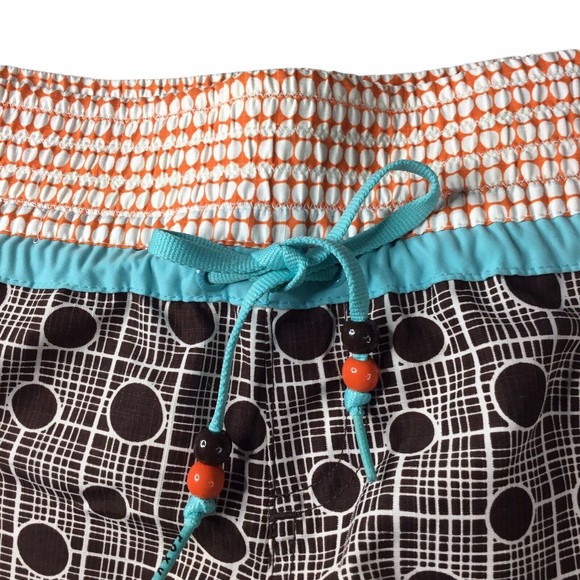 Roxy Size 11 Brown orange geometric board shorts Polyester Style L469569 - Picture 2 of 12